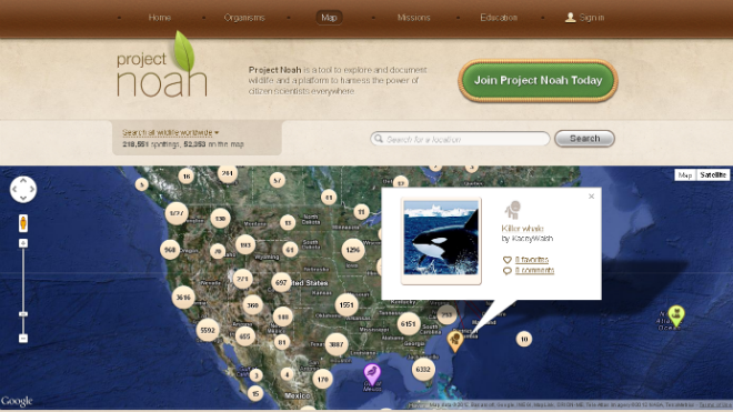 Project Noah Map