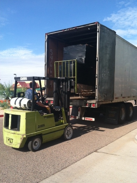 Unloading the trucks